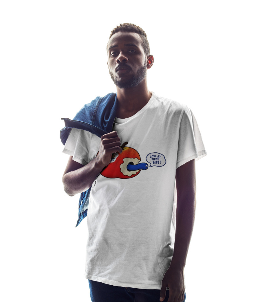 Gap Tooth Smile DJ No 2929 Love At First Bite Apple And Worm T-Shirt
