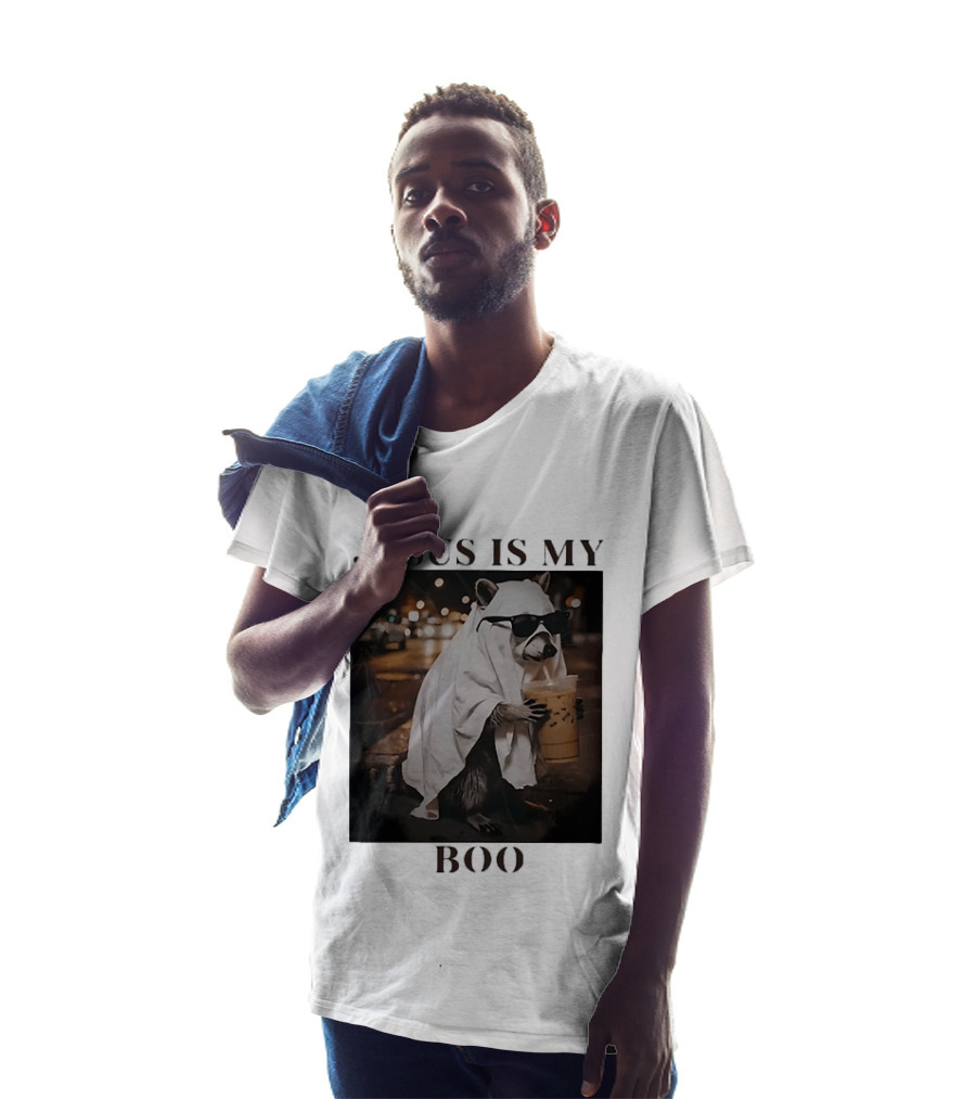 Jesus Is My Boo Raccoon With Iced Coffee And Sunglasses T-Shirt