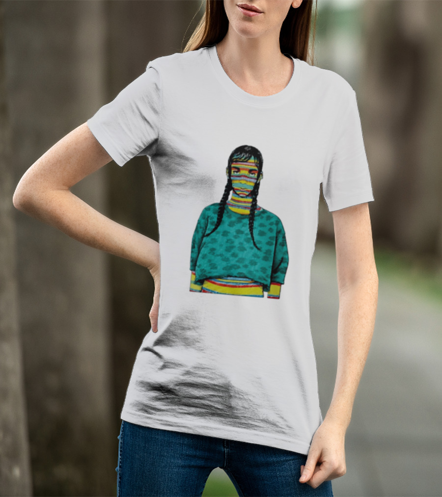 Sicko Last Spring Japan Kai Cenat Striped Face And Braids T-Shirt