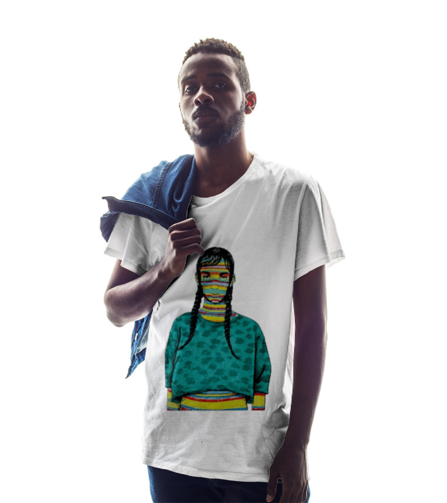 Sicko Last Spring Japan Kai Cenat Striped Face And Braids T-Shirt