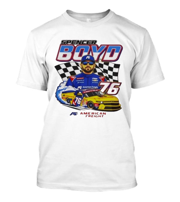Spencer Boyd 76 American Freight Racing Car Checkered Flag T-Shirt