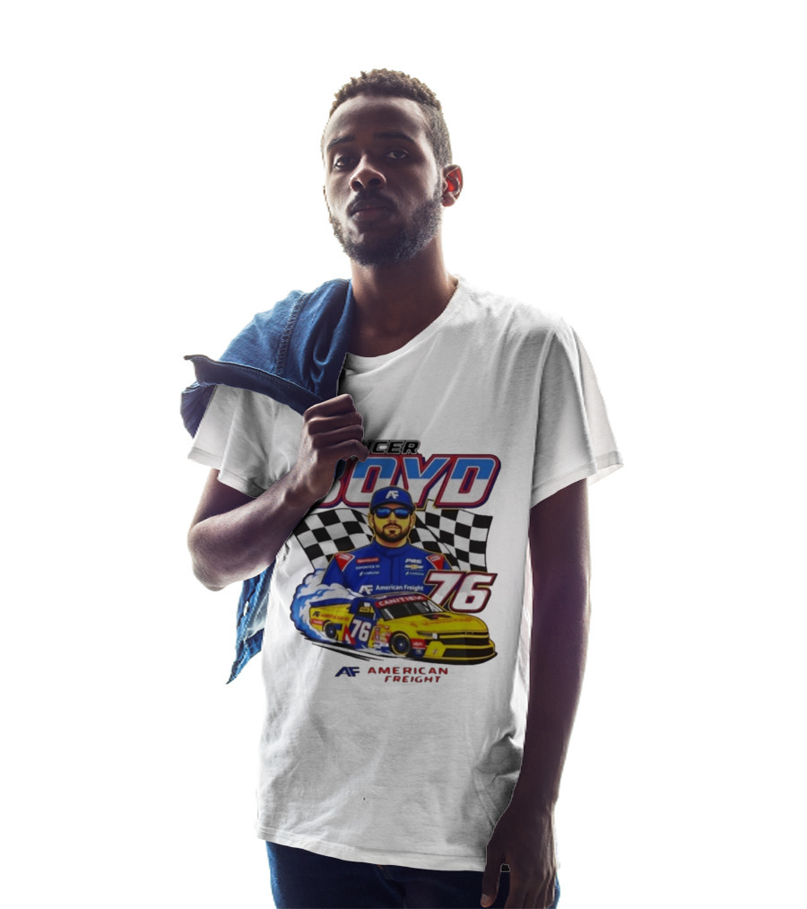 Spencer Boyd 76 American Freight Racing Car Checkered Flag T-Shirt