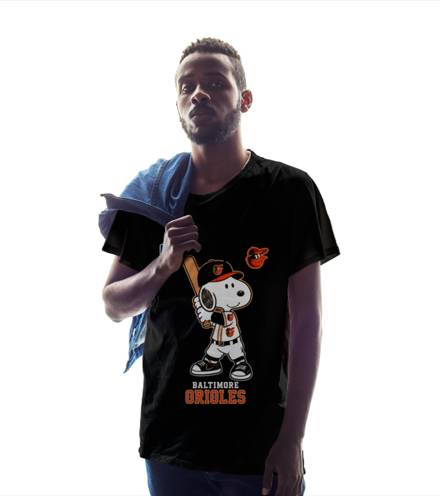 Snoopy Baltimore Orioles MLB Baseball Jersey With Bat And Cap T-Shirt