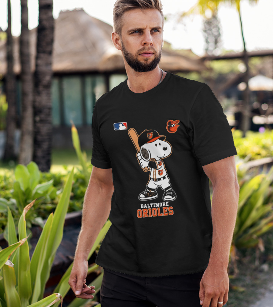Snoopy Baltimore Orioles MLB Baseball Jersey With Bat And Cap T-Shirt
