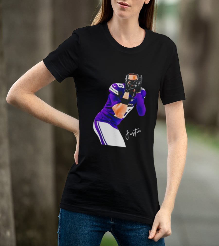 Justin Jefferson Signature Minnesota Vikings Football Player Pose T-Shirt