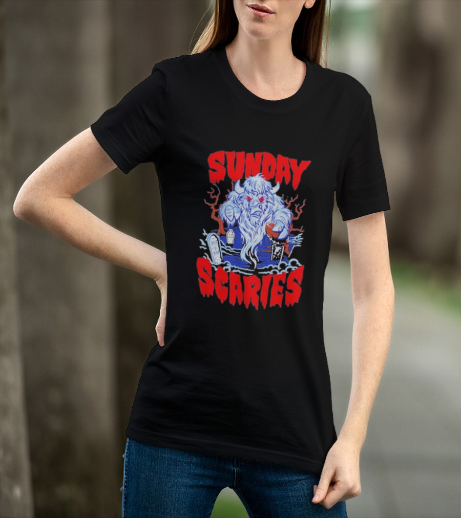 Sunday Scaries Buffalo Football Game Day Frights Lancaster Jeff Schmid T-Shirt