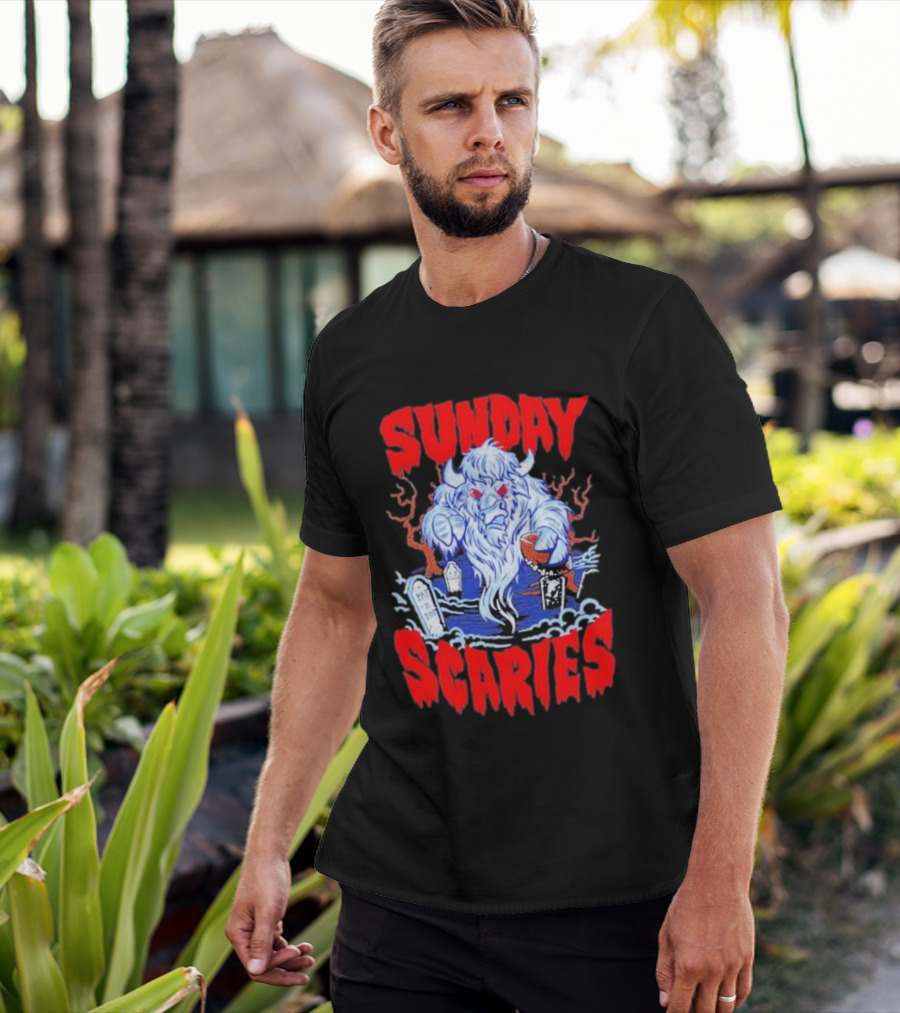 Sunday Scaries Buffalo Football Game Day Frights Lancaster Jeff Schmid T-Shirt