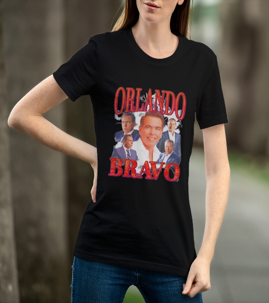 Orlando Bravo Red Text Multiple Portraits T-Shirt