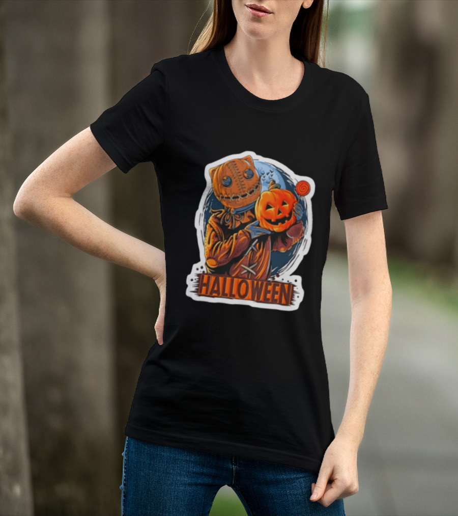 Halloween Sackman Pumpkin Lollipop Full Moon T-Shirt