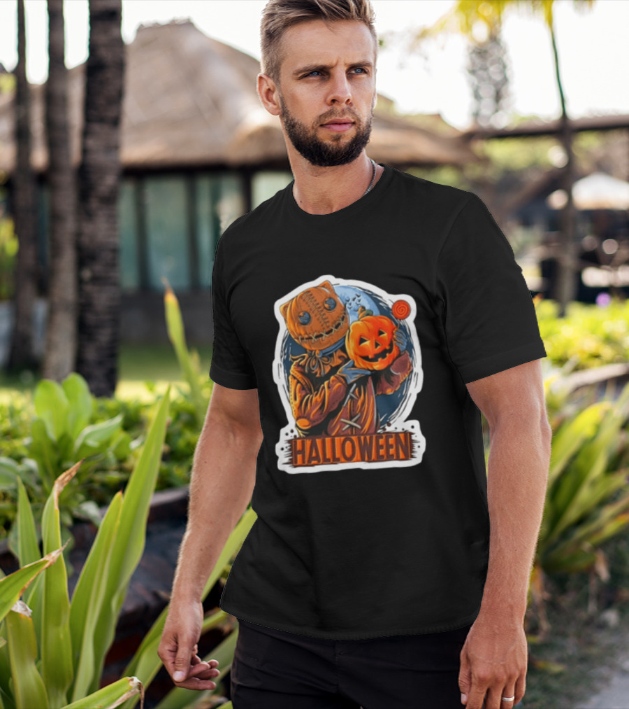 Halloween Sackman Pumpkin Lollipop Full Moon T-Shirt