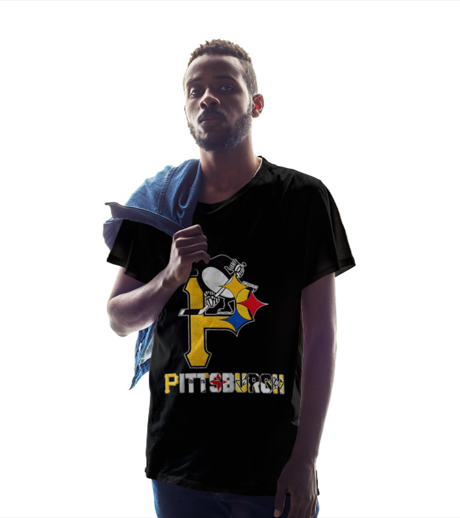 Pittsburgh Penguins Steelers P Logo Sport Map Iconic Team T-Shirt