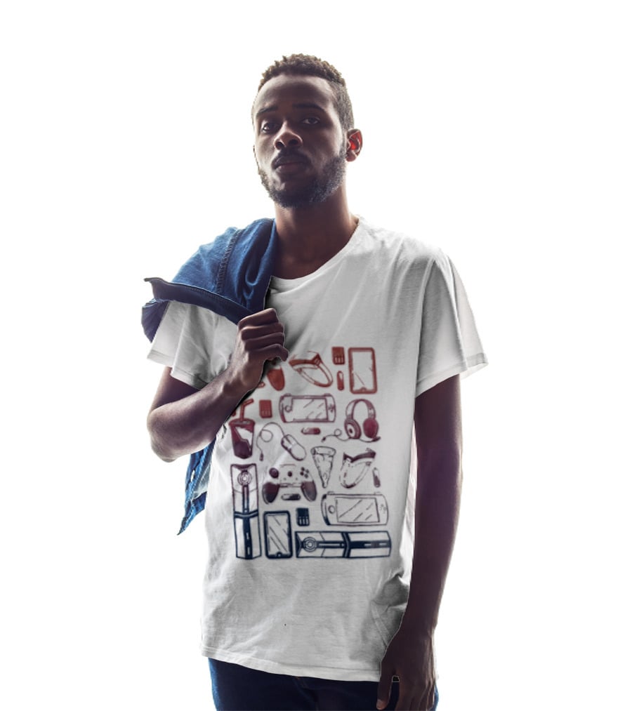 Gaming Console Controllers And Snacks Collage T-Shirt