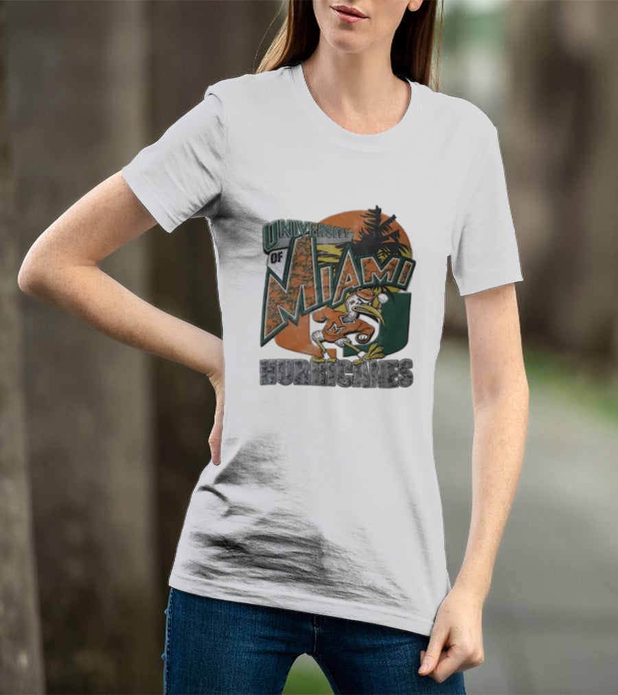 University Of Miami Hurricanes Sebastian Ibis Palm Tree T-Shirt