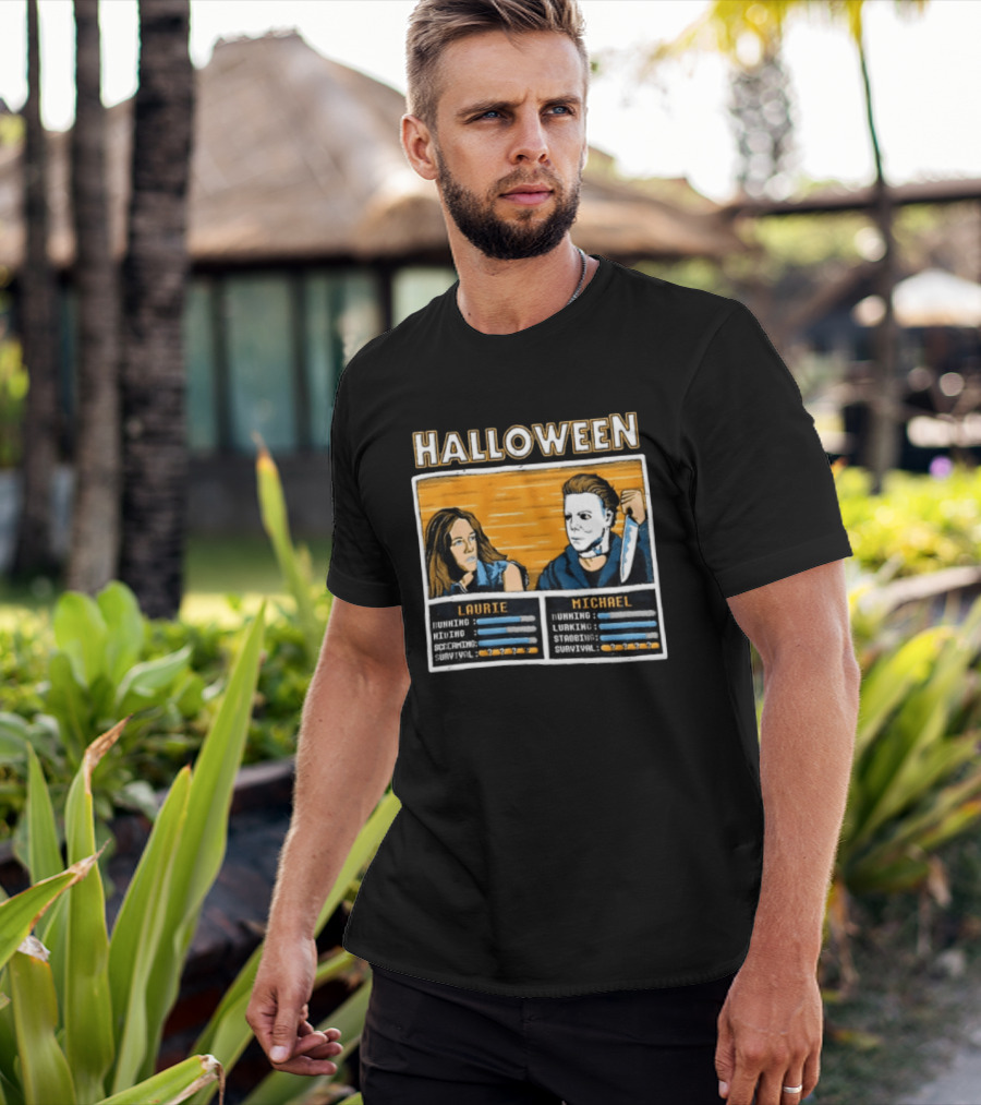 Halloween Laurie Michael Jamie Lee Curtis Michael Myers Stats Survival Horror T-Shirt