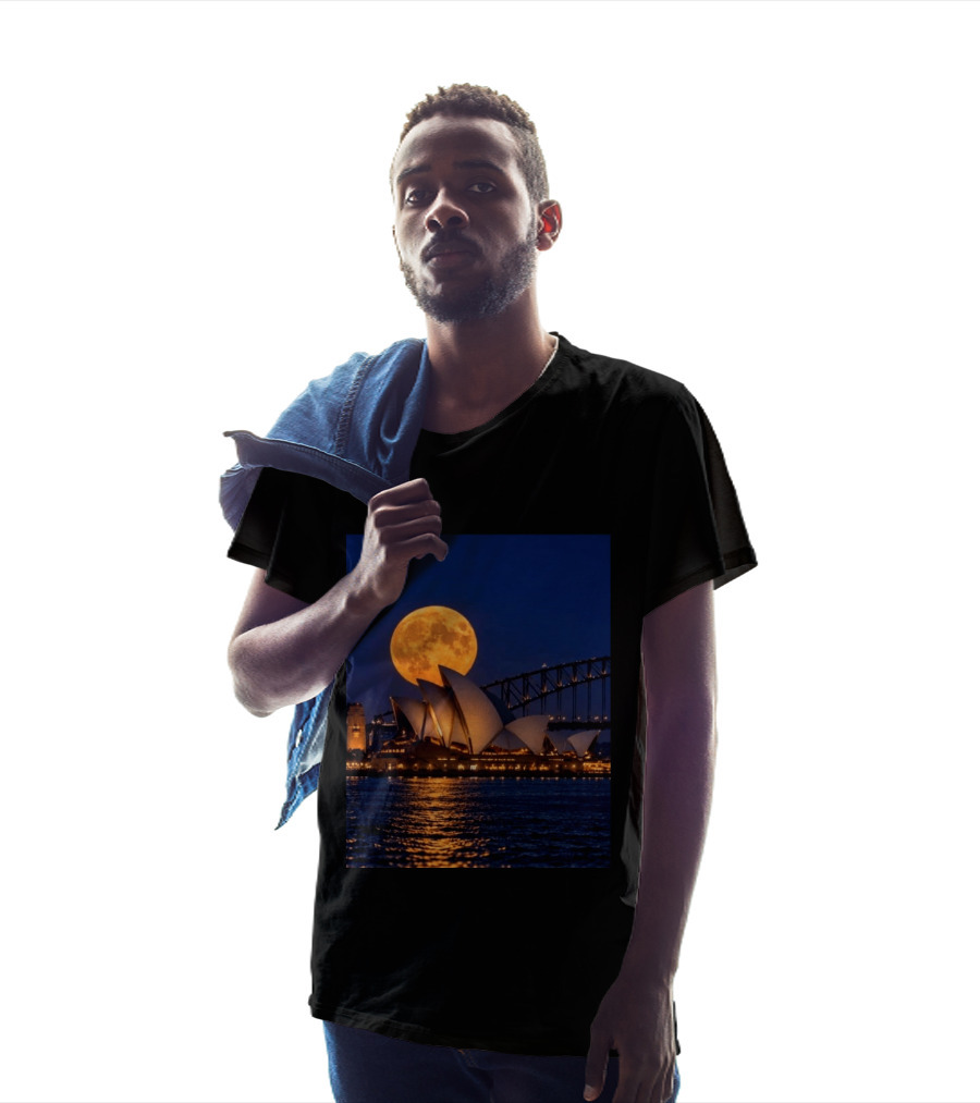 Harvest Moon Over Sydney Opera House And Harbour Bridge T-Shirt