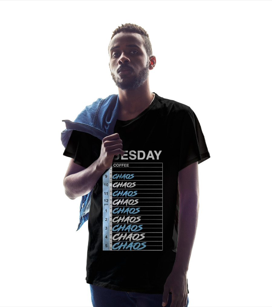 Tuesday Coffee Chaos Schedule Busy Day Planner T-Shirt