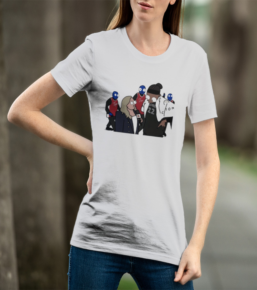 Las Vegas Aces A'ja Wilson Interviewed By Holly Rowe With Blue Men Group T-Shirt
