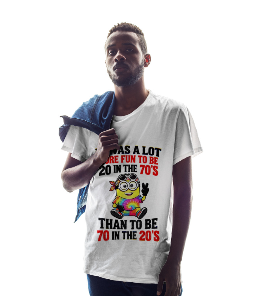Minion Fun 20 In The 70s Not 70 In The 20s Groovy Tie Dye Vibes T-Shirt