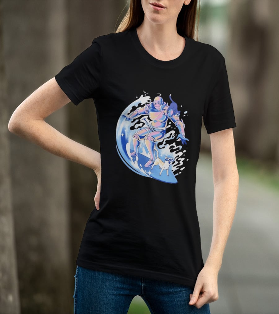 Alphonse Elric Surfing Adventure With Cool Cats On Waves T-Shirt