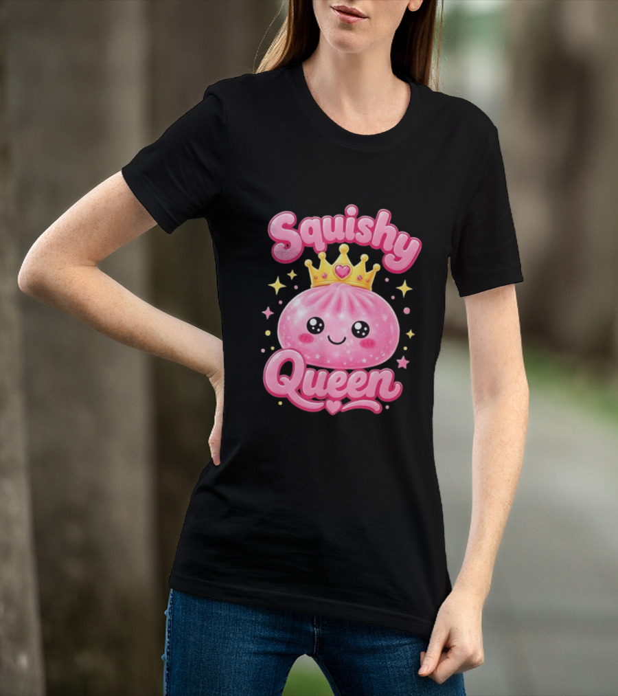 Squishy Queen Kawaii Mochi Pink Princess Cute Crown Stars T-Shirt