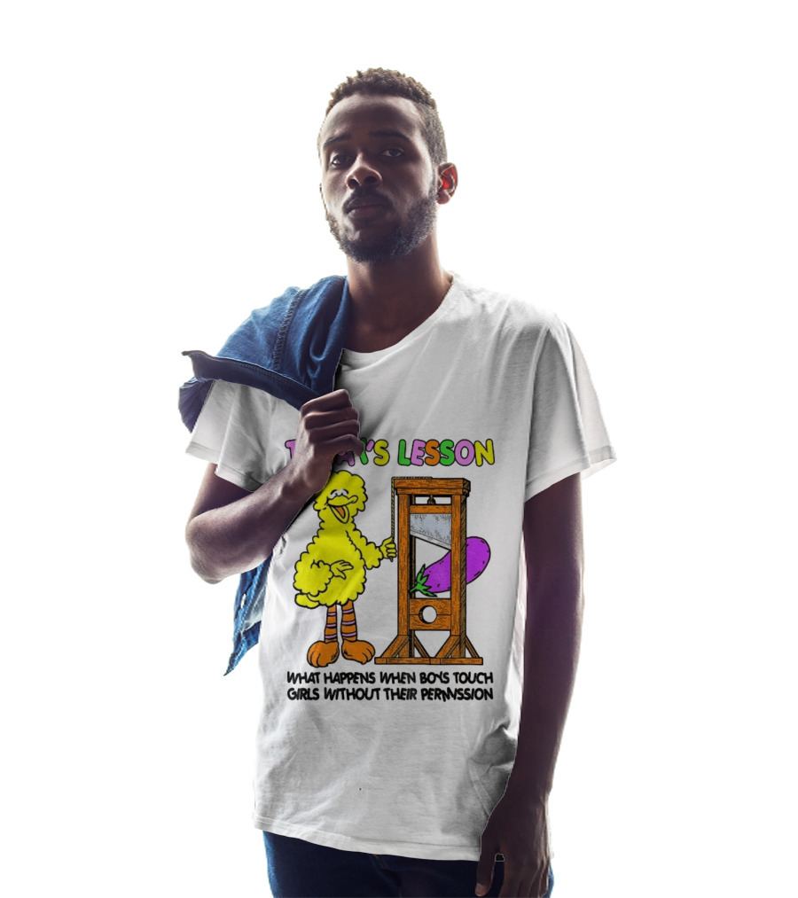 Today's Lesson What Happens When Boys Touch Girls Without Their Permission Big Bird And Guillotine T-Shirt