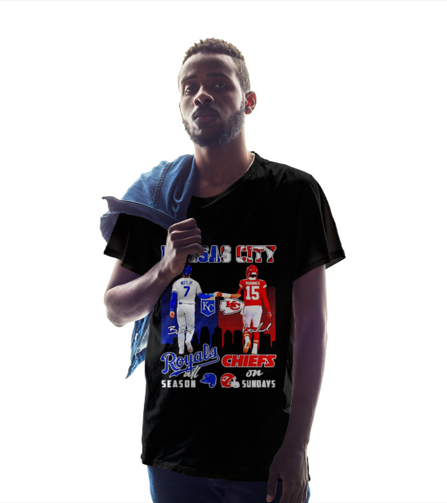 Kansas City Royals And Chiefs Bobby Witt Jr Patrick Mahomes NFL MLB All Season Sundays T-Shirt