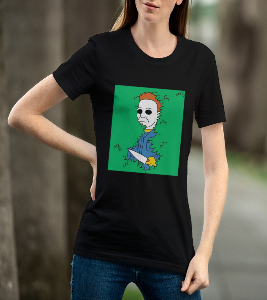 Michael Myers Halloween Bushes Knife Humor T-Shirt