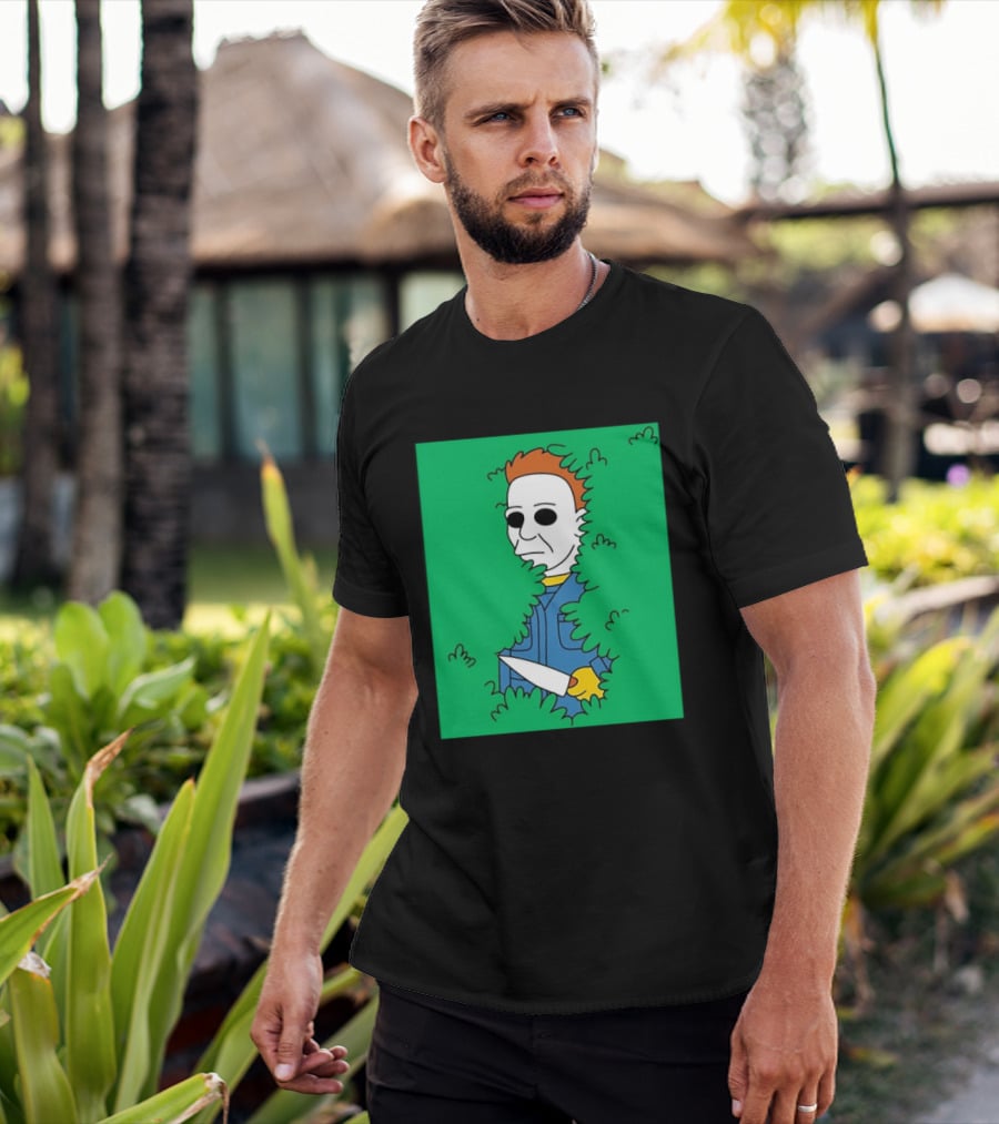 Michael Myers Halloween Bushes Knife Humor T-Shirt