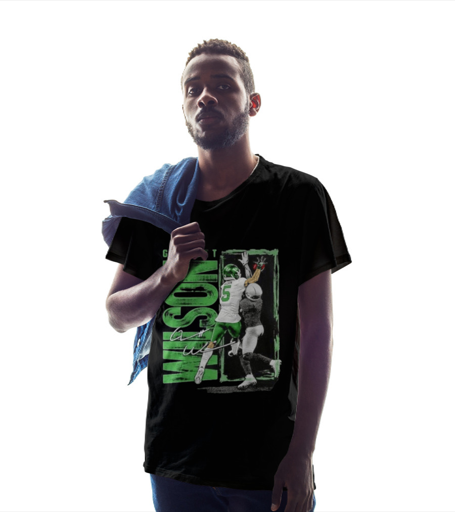 Garrett Wilson New York Jets Football Duo 5 Autograph Wilson Player Image T-Shirt