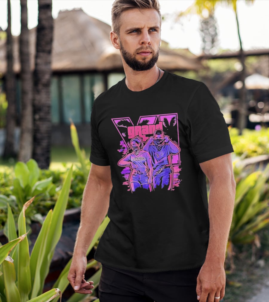 Grand Baddie Couple Neon Vibes Streetwear T-Shirt