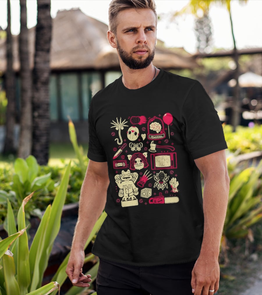 Horror Movie Slasher Mask Chainsaw Creepy Halloween T-Shirt