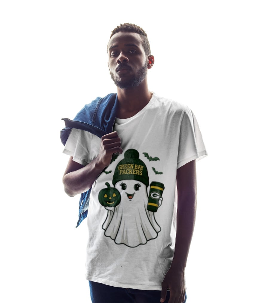 Green Bay Packers Ghost Beanie With Pumpkin And Tumbler T-Shirt