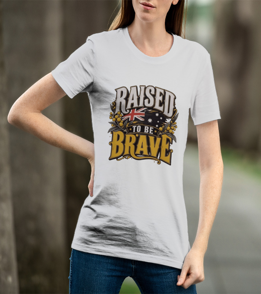 Raised To Be Brave Australian Flag With National Pride And Floral T-Shirt
