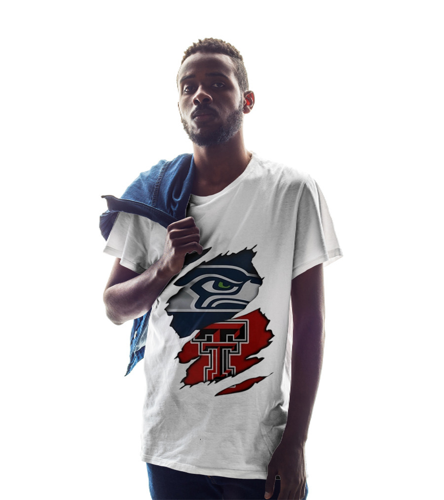 Seattle Seahawks Texas Tech Red Raiders Ripped T-Shirt