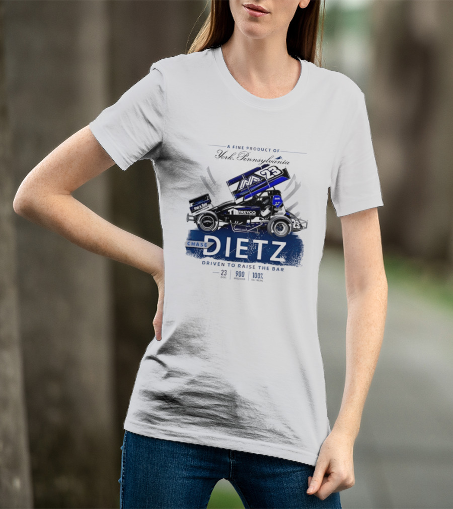 Chase Dietz Sprint Car 23 Driven To Raise The Bar York Pennsylvania Racing T-Shirt