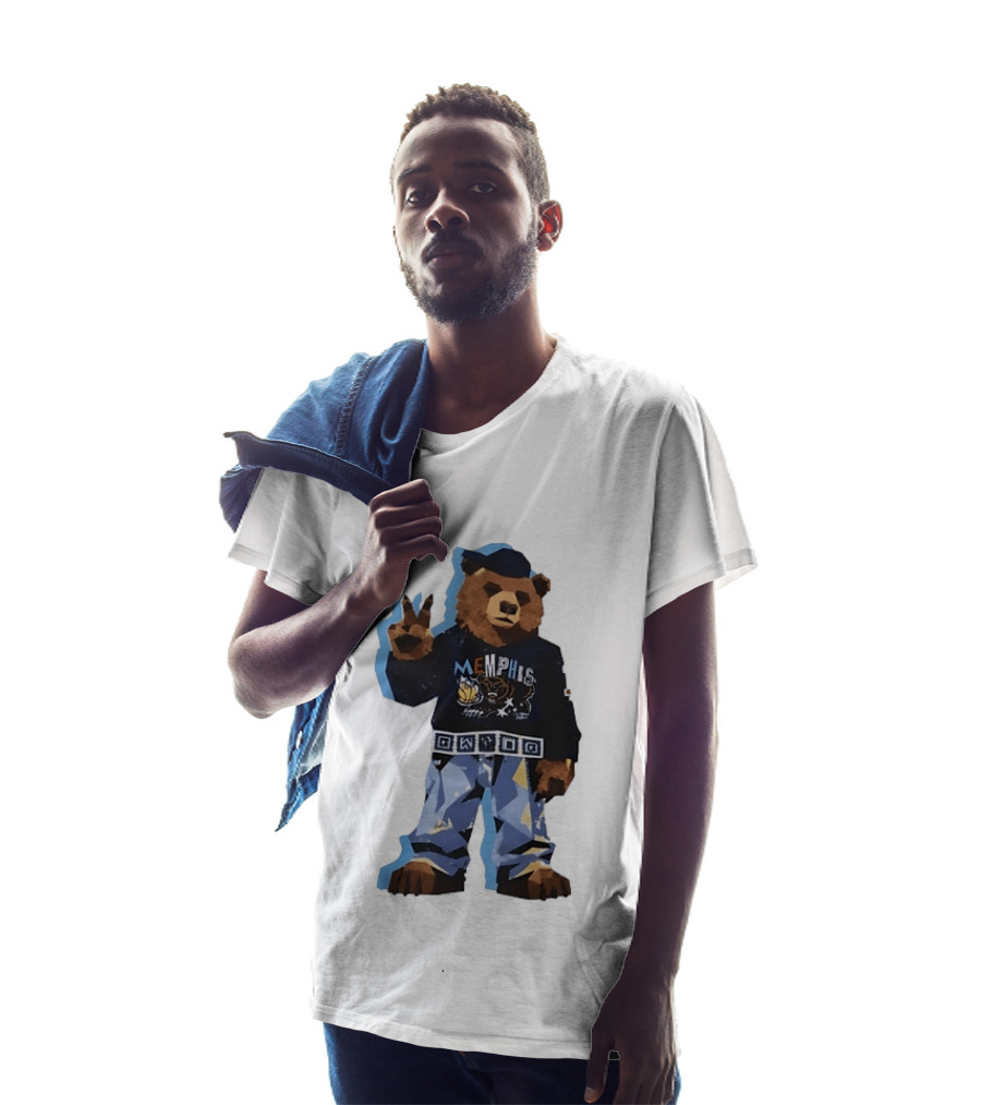 Memphis Grizzlies Bear Peace Sign Retro Style Fashionable Team Spirit T-Shirt