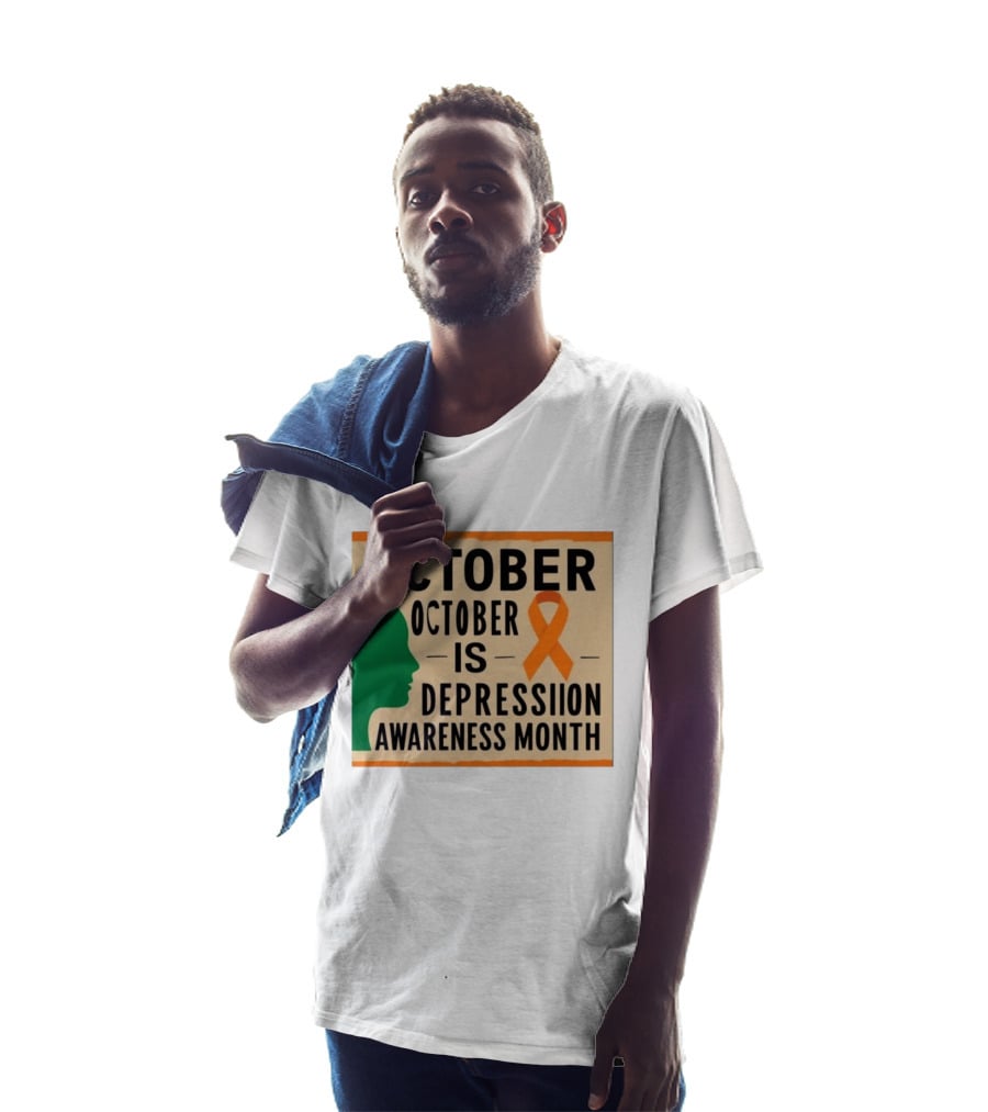 October Depression Awareness Month Orange Ribbon T-Shirt