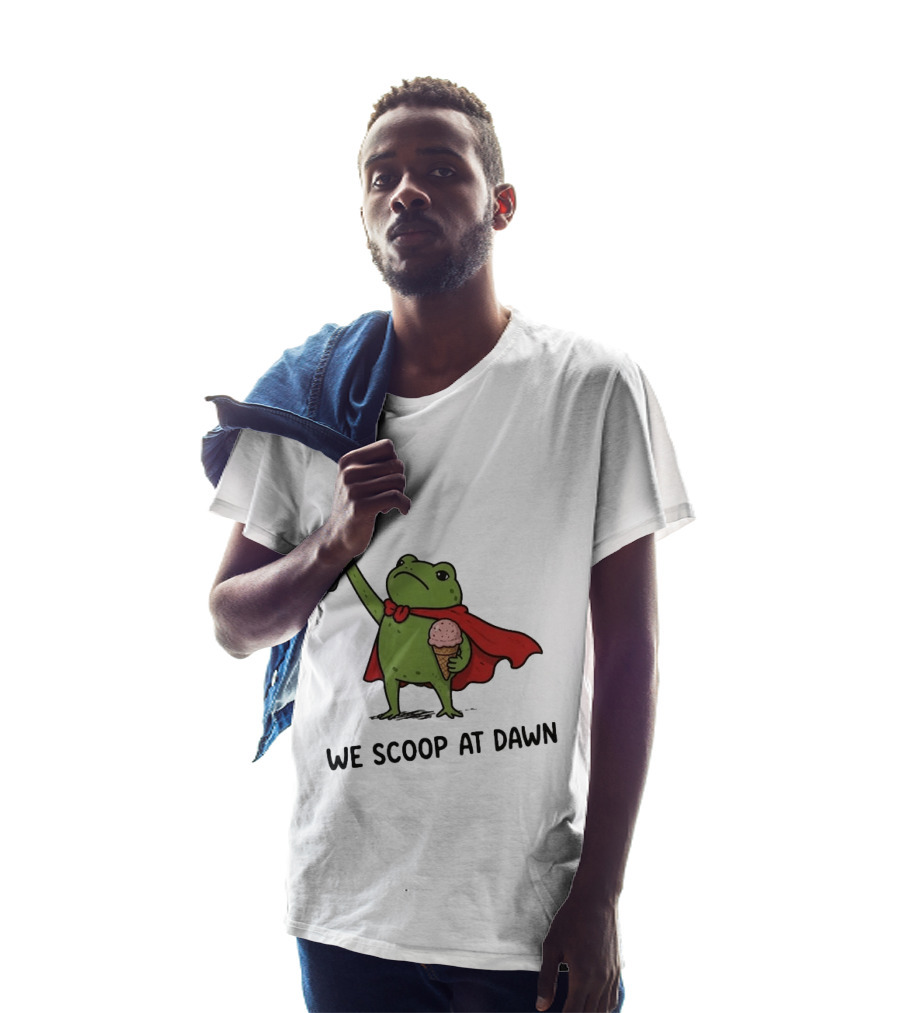 We Scoop At Dawn Frog With Ice Cream Cone And Red Cape T-Shirt
