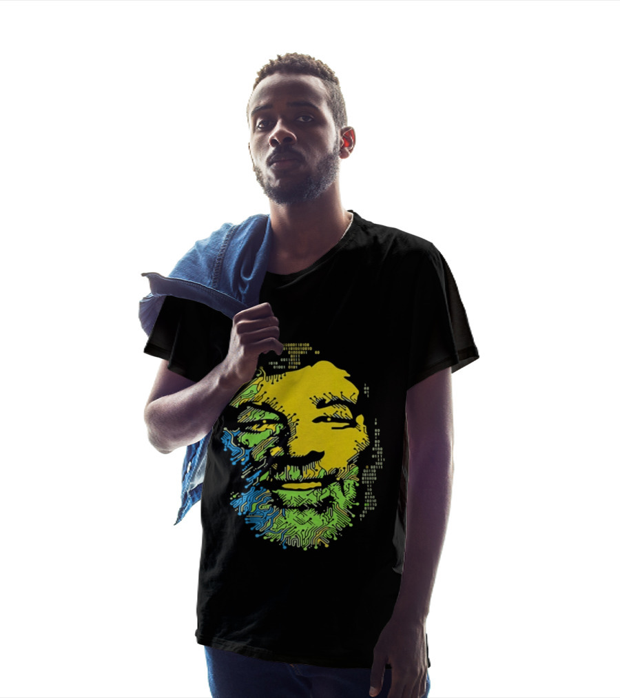 Bob Marley Reggae Circuit Face Yellow Green Blue T-Shirt