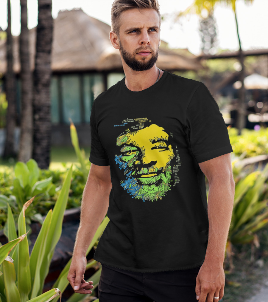 Bob Marley Reggae Circuit Face Yellow Green Blue T-Shirt