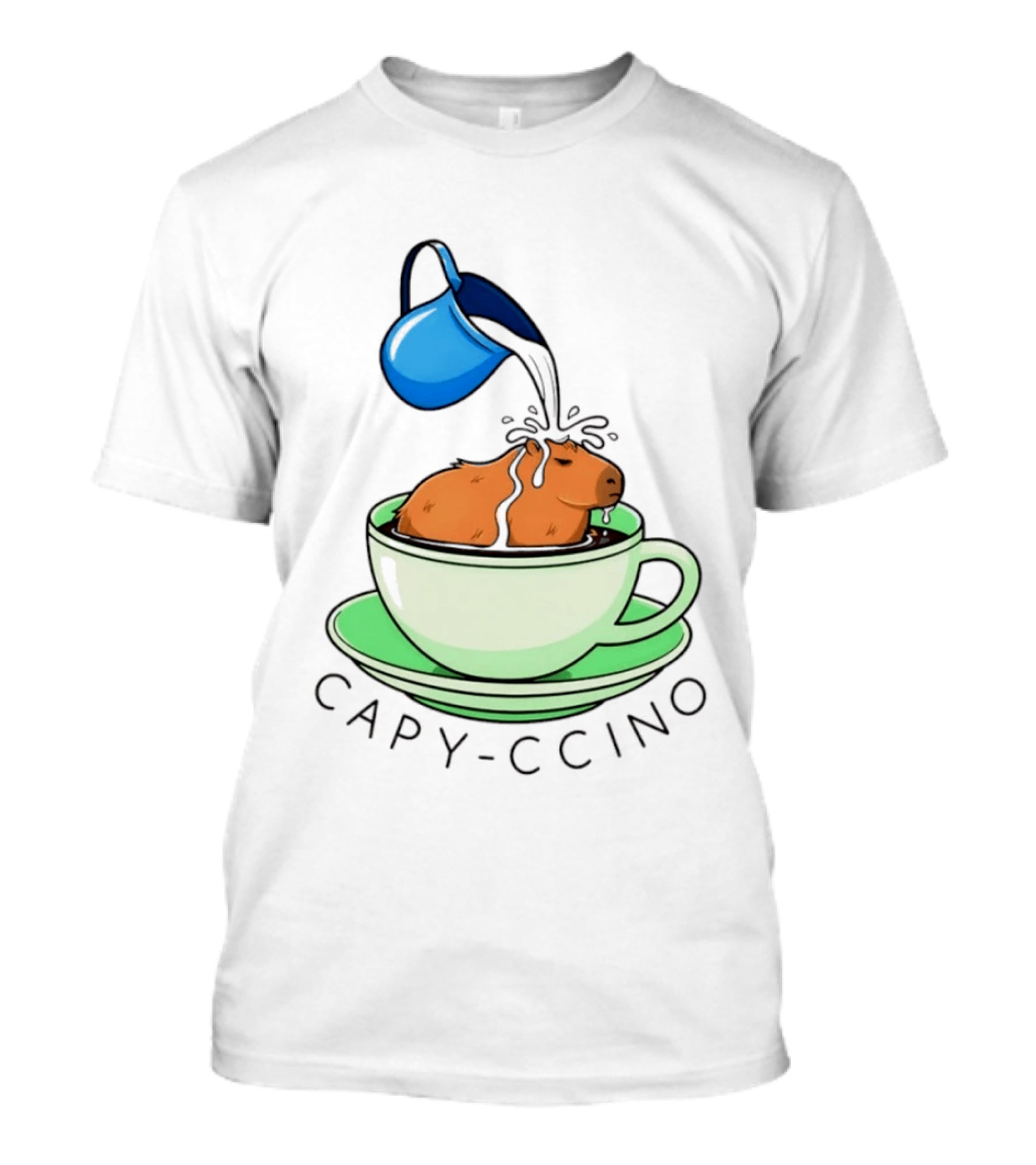 Capybara Coffee Capy Ccino In A Cup With Cappuccino Pouring Scene T-Shirt