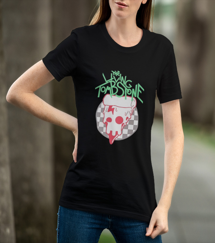 The Living Tombstone Pizza Skull Checkered T-Shirt