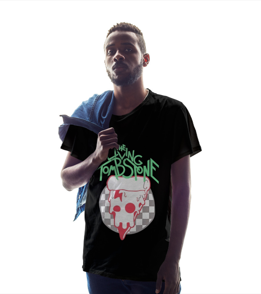 The Living Tombstone Pizza Skull Checkered T-Shirt