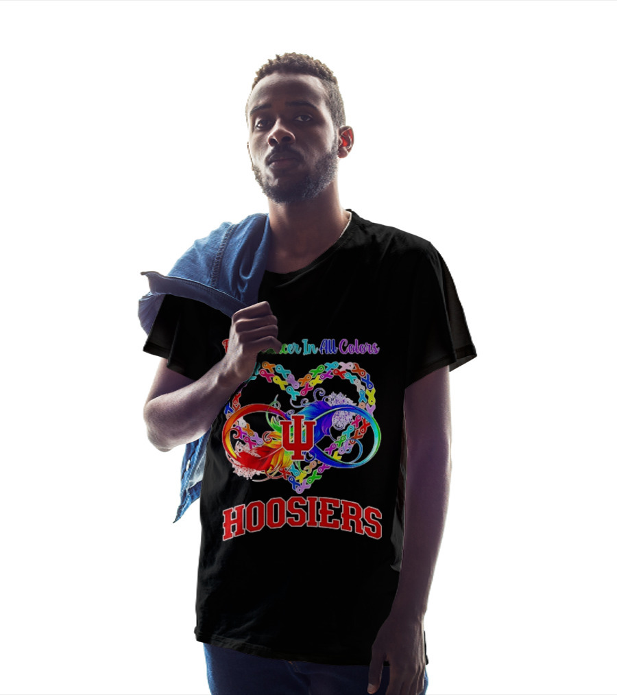 Hoosiers Fight Cancer In All Colors With Heart Symbol And Interlocking Chains T-Shirt