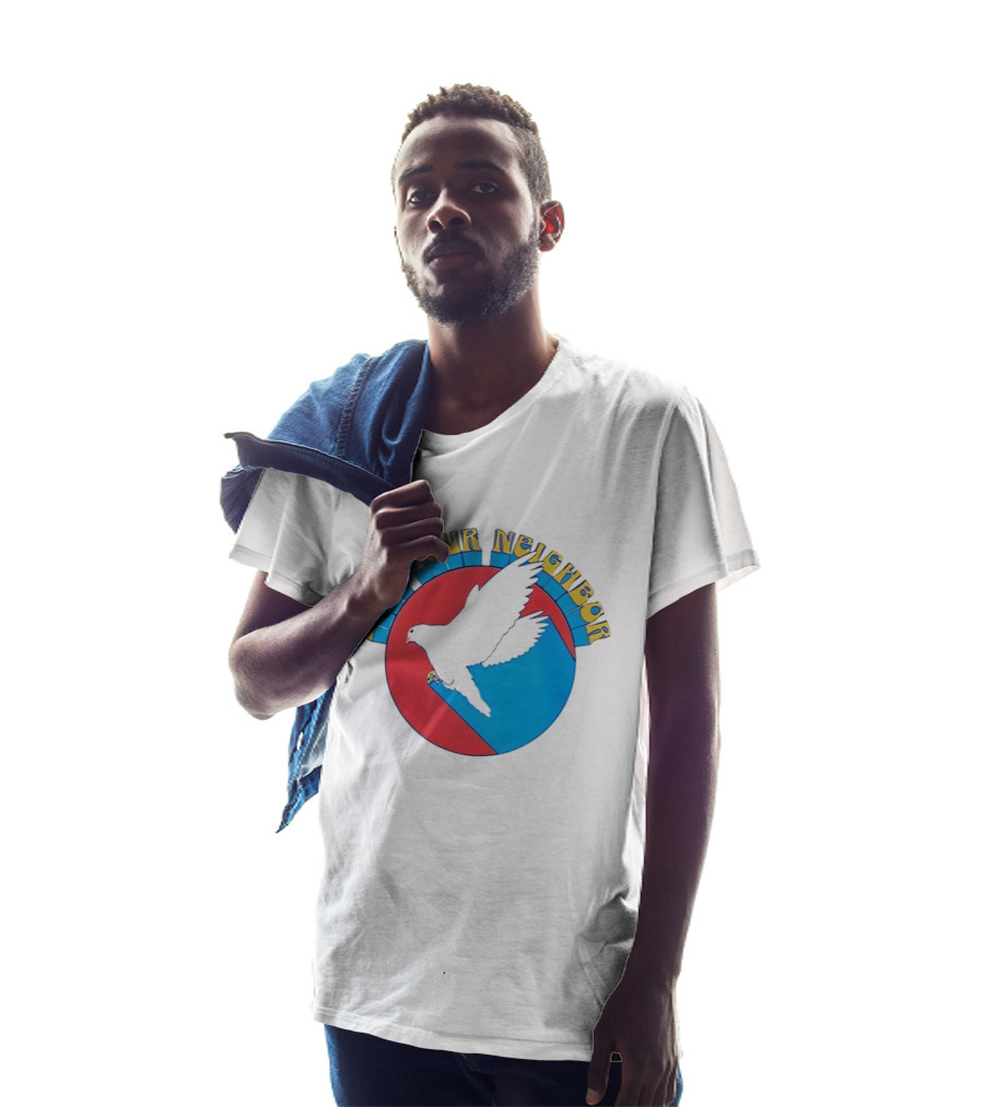 Love Your Neighbor Dove Peace Kindness Retro Circular T-Shirt
