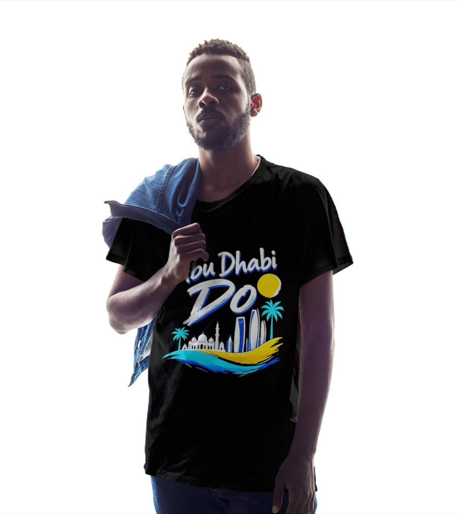 Abu Dhabi Do United Arab Emirates Travel Souvenir Skyline Sun Palm Trees T-Shirt