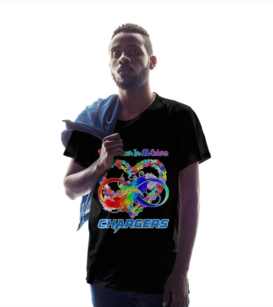 Fight Cancer In All Colors Los Angeles Chargers Infinity Heart T-Shirt