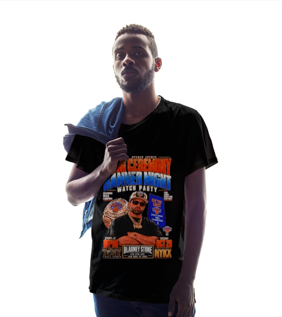 Tony New York Knicks Ring Ceremony Banner Night Party NBA 2025 2026 Blarney Stone Events October 20 NYKX T-Shirt