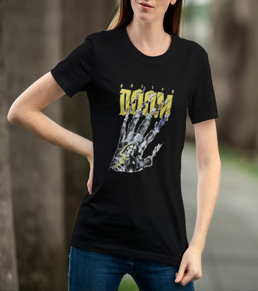 Marvel Doom Metal Gauntlet Ripping Through Paper T-Shirt
