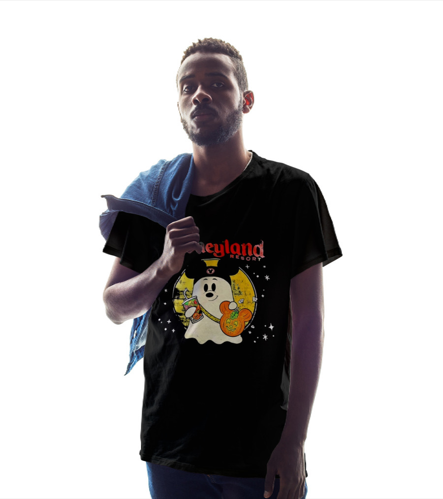 Distressed Disneyland Resort Mickey Mouse Ghost Halloween T-Shirt